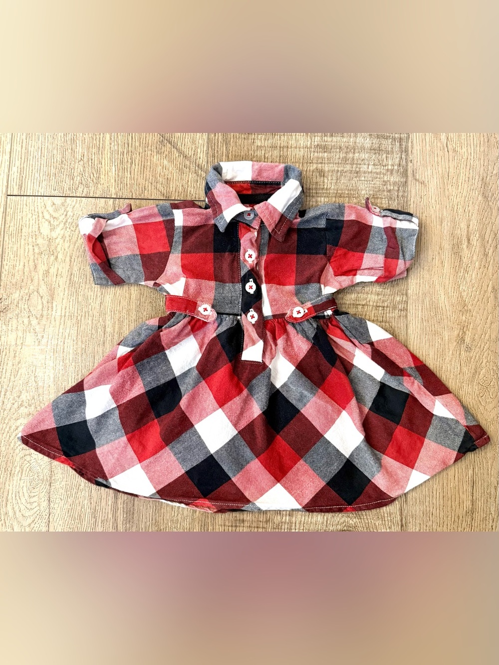 Ruffle Butts Red, White and Black Plaid Shirt